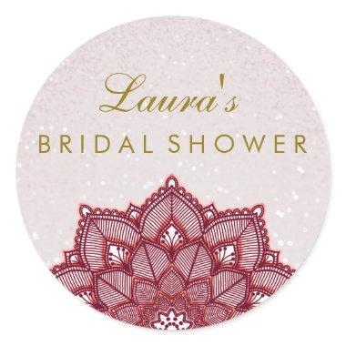 Mandala Lotus Flower Pink Swirl Classic Round Sticker