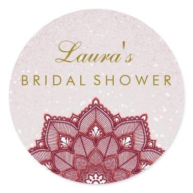 Bridal Shower Mandala Lotus Flower Pink Swirl Classic Round Sticker