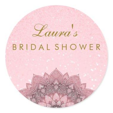 Mandala Lotus Flower Pink Swirl Classic Round Sticker