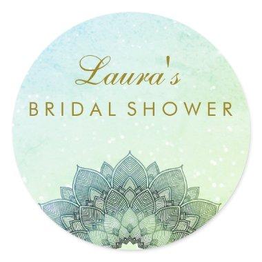 Bridal Shower Mandala Lotus Flower Swirl Classic Round Sticker