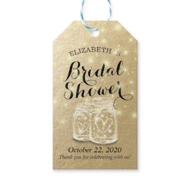 Bridal Shower Mason Jar String Lights Gold Foil Gift Tags
