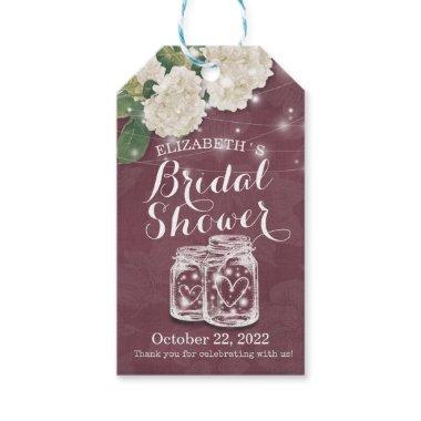 Bridal Shower Mason Jars Hydrangea String Lights Gift Tags