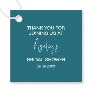 Bridal Shower Mid-Century Modern Faded Blue Gold Favor Tags