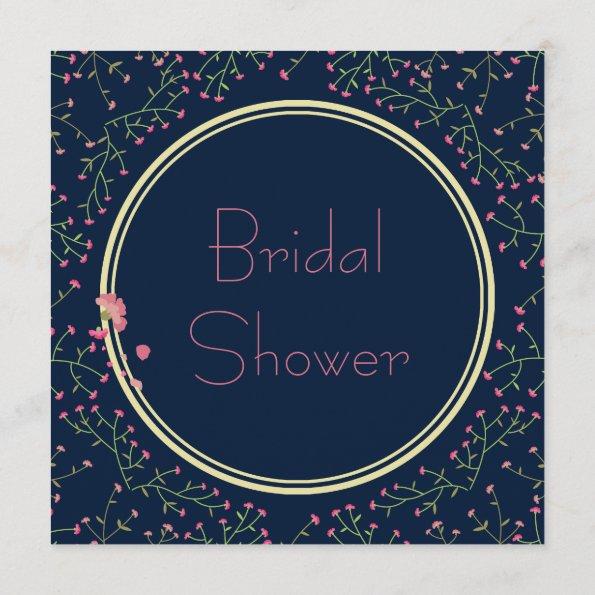 Bridal Shower | Midnight Blue Wildflower Wreath Invitations