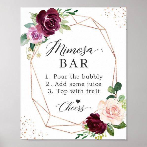 Bridal Shower Mimosa Bar Sign Blush Purple Floral