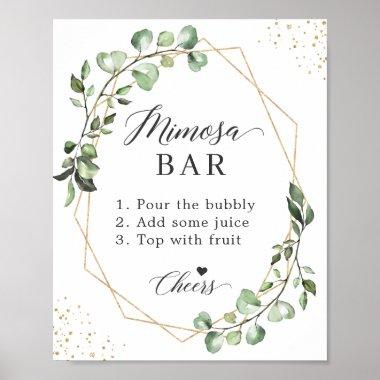Bridal Shower Mimosa Bar Sign Geometric Eucalyptus