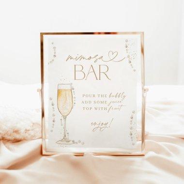 Mimosa Bar Sign, Pearls & Prosecco Poster