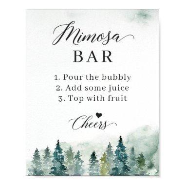 Mimosa Bar Sign Winter Pine Trees