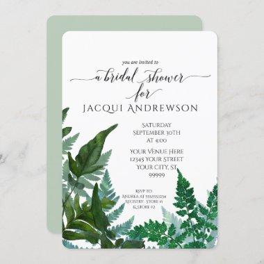 Bridal Shower Mint Fern Foliage Forest Botanical Invitations