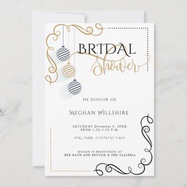Bridal Shower | Modern Black and Gold Minimal Announcement