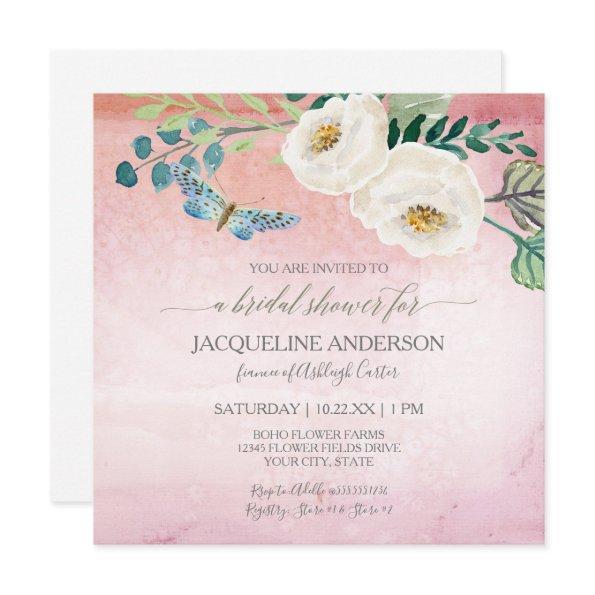 Modern Butterfly Roses Pink Wreath