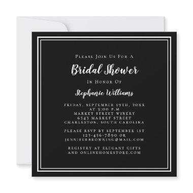 Bridal Shower Modern Elegant Black & White Square Invitations