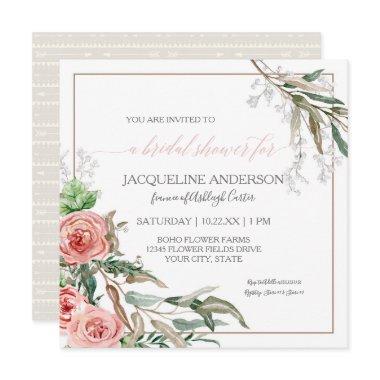 Bridal Shower Modern Floral BOHO Arrows Watercolor Invitations