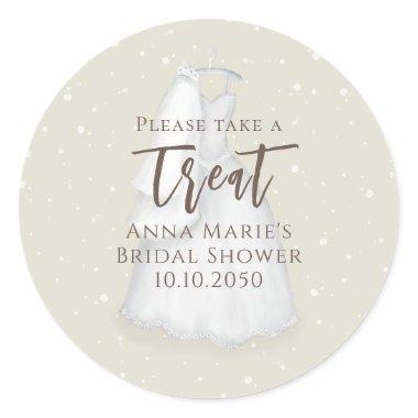 Bridal Shower Modern Minimalist Wedding Dress Classic Round Sticker