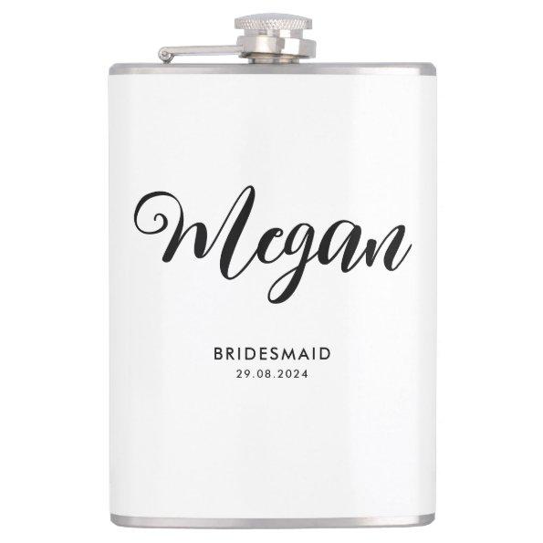 Bridal Shower Modern Script Bridesmaid Gift Flask