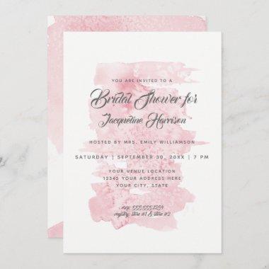 Bridal Shower Modern Simple Watercolor Wash Pink Invitations