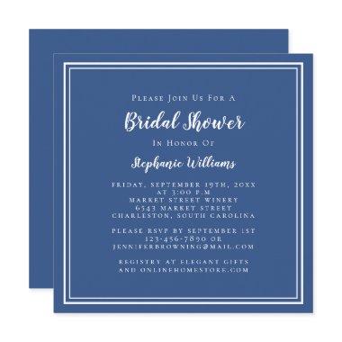 Bridal Shower Modern Square Elegant Classic Navy Invitations