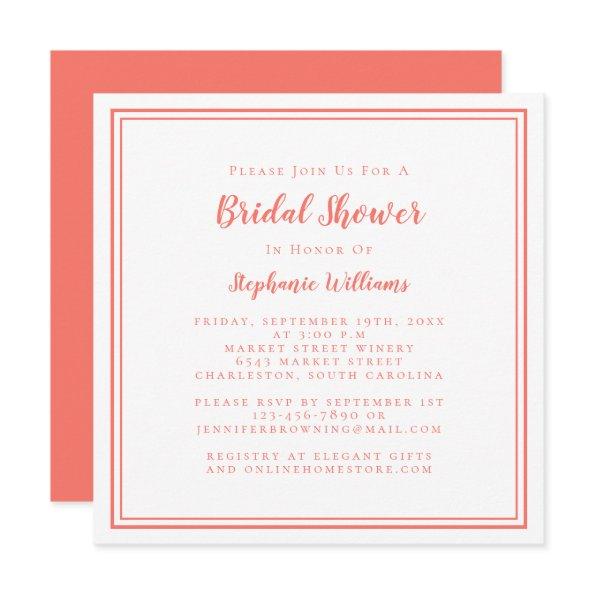Modern Square Elegant Coral White