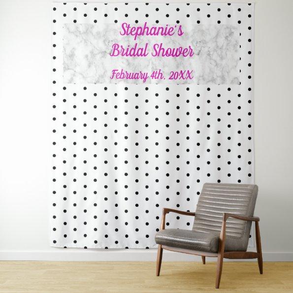 Monogram Name Polka Dots Marble Cool Tapestry