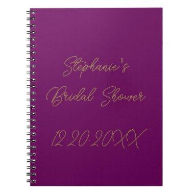 Monograms Purple Gold Wedding Guest Notebook