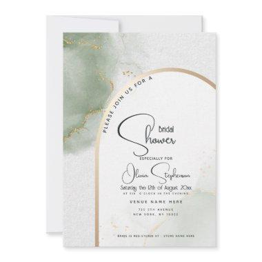 Bridal Shower | Muted Sage Abstract Marble Invitations