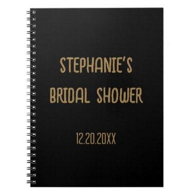 Name Black Gold Wedding Guest Notebook