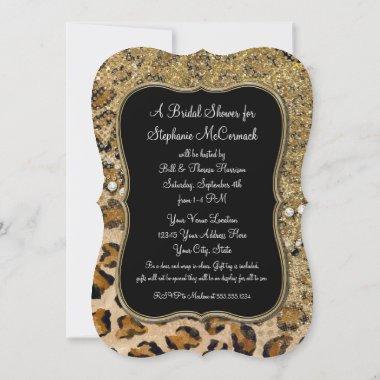 Bridal Shower Natural Gold Leopard Animal Custom Invitations