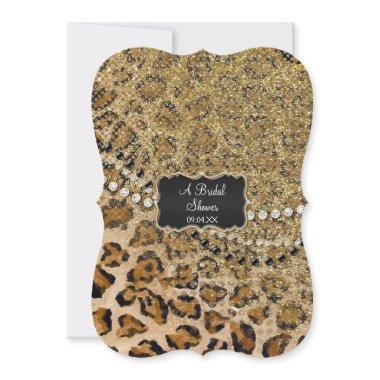 Bridal Shower Natural Gold Leopard Animal Print Invitations