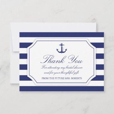 Bridal Shower Nautical Anchor Navy Blue Thank You