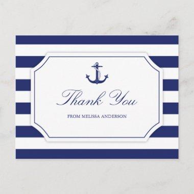 Bridal Shower Nautical Anchor Navy Blue Thank You PostInvitations