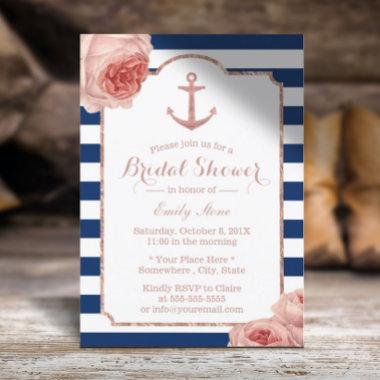 Bridal Shower Nautical Anchor Vintage Floral #2 Invitations
