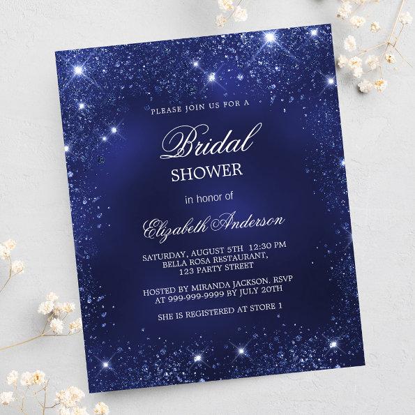 Bridal Shower navy blue budget Invitations
