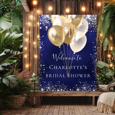 navy blue gold balloons welcome Poster