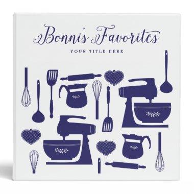 Navy Blue Recipe CUSTOM 3 Ring Binder