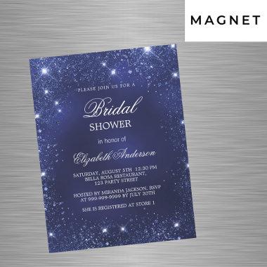 Bridal Shower navy blue sparkles luxury Magnetic Invitations