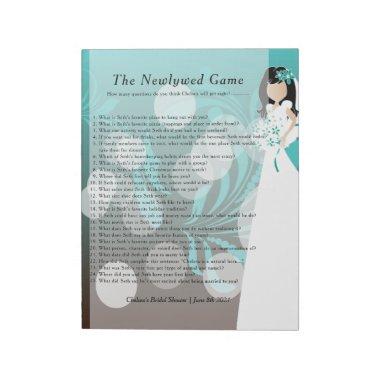Bridal Shower Newlywed Game - Turquoise & Choc👰 Notepad