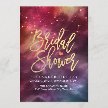 Bridal Shower Night Star Sky Galaxy Constellations Invitations