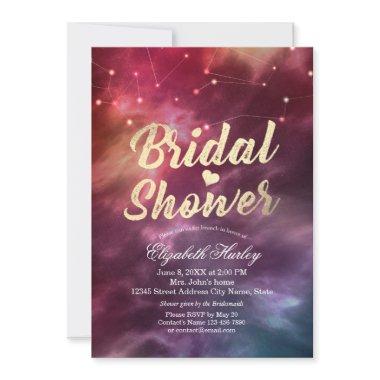 Bridal Shower Night Star Sky Galaxy Constellations Invitations