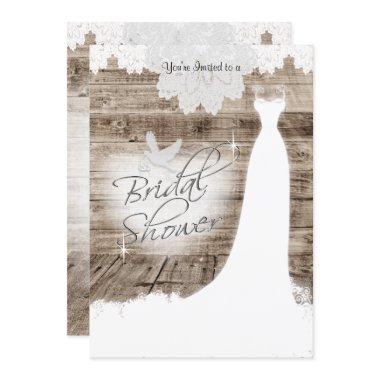 Bridal Shower on Barn Wood with Lace & White Dove Invitations