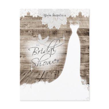 on Barn Wood with Lace & White Dove Invitation Post