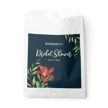Orange Lily Illustration Navy Favor Bag