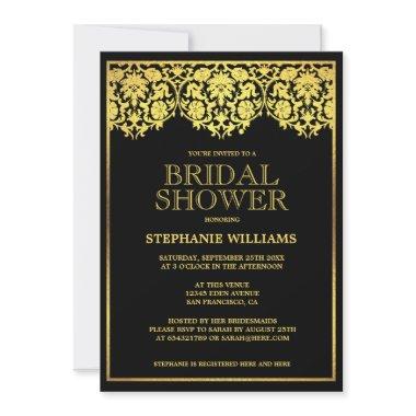 Bridal Shower | Ornate Gold Art Deco Damasks Invitations