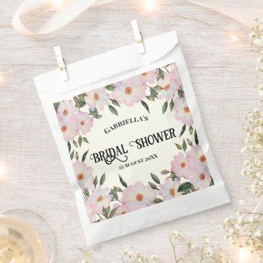 Bridal Shower Pale Pink White Roses Wreath Design Favor Bag