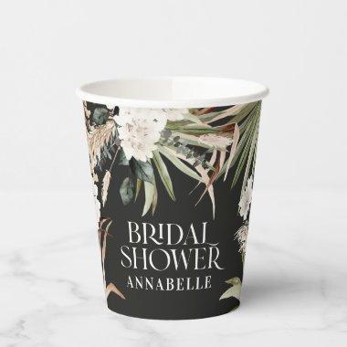 pampas black modern boho party favor paper cups