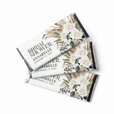 Bridal shower pampas black modern boho party hershey bar favors