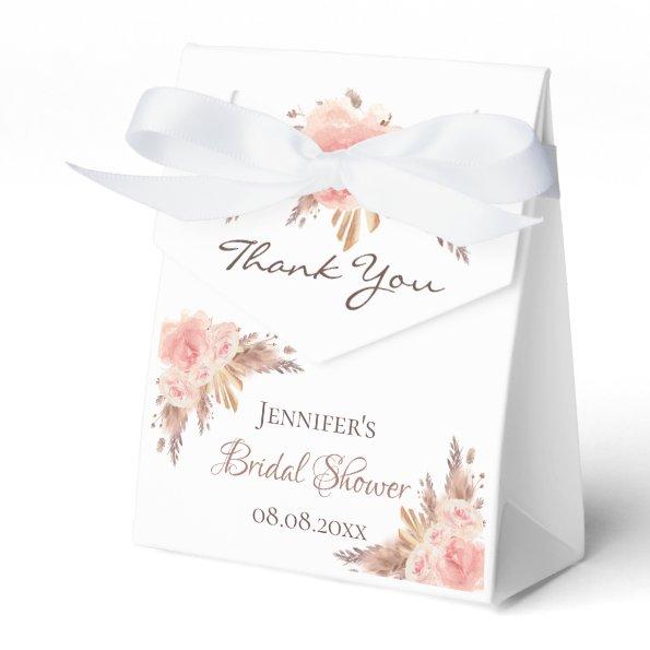 Bridal Shower pampas grass blush floral thank you Favor Box