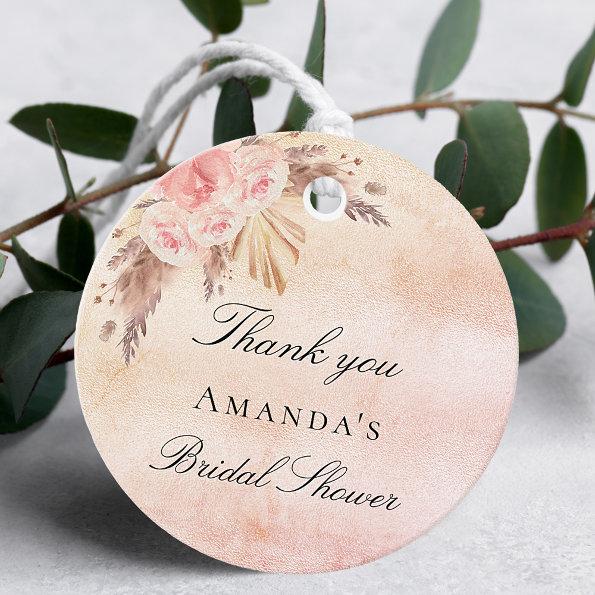 pampas grass blush rose thank you Favor Tags