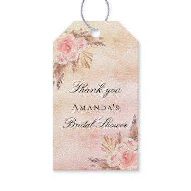 Bridal Shower pampas grass blush rose thank you Gift Tags