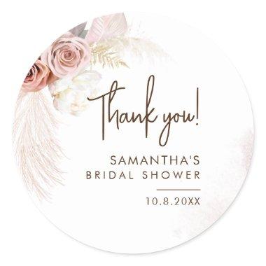 Pampas Grass Boho Classic Round Sticker