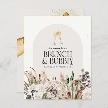Bridal shower pampas grass champagne brunch bubbly